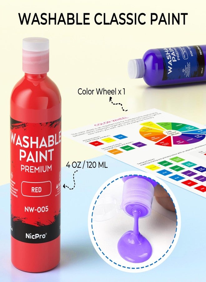 Nicpro 8 Colors Washable Paint Set for Kid (4oz,120 ml), Acrylic Bulk Paint Supplies Non Toxic Children Tempera Paint, Easy Clean Finger Paint for Art Craft DIY, Poster, School, Home,Classroom, Party - Image 3